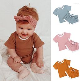 Clothing Sets 2024 2pcs Summer Baby Set Cotton Short Sleeve Tops Shorts Born Outfit Infant Boys Girls Clothes For 6M-4Y Kids
