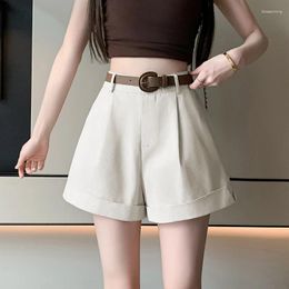 Women's Shorts Casual Women 2024 Summer High Waist Rolled Korean Style Chic Woman A-line Loose With Belt