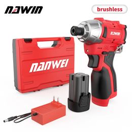 NANWEI brushless Cordless lithiumion impact screwdriver 168V home electric drill rechargeable 240402