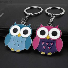 Keychains Lanyards New Cute Owl keychains Charms Cartoon Unisex Key Ring Gift Women Handbag Ornaments Car Keyholder Pendant Accessories d240417