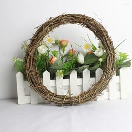 Decorative Flowers 10PCS 15CM Christmas Natural DIY Craft Rattan Wreath Rustic Hanging Ornaments For Door Window Decoration Supplies