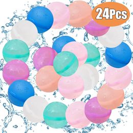 24pcs Wholesale Reusable Water Balls Adults Kids Summer Swimming Pool Silicone Water Playing Toys Water Bomb Balloons Games 240408