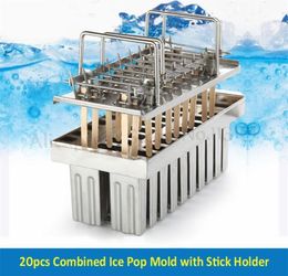 Commercial 20pcsBatch Stainless Steel Ice Cream Mould Ice Lolly Moulds Popsicle DIY Tools Sticks Holder Brand New4609403