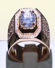 Men Luxury Engagement Wedding Band Ring Rose Gold Filled 3Ct Diamonique CZ Ring For Men Fashion Jewelry Gift Size 7132529624