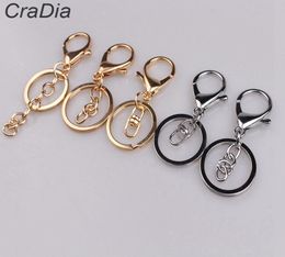 100pcs set 30mm 12designs Key Chains Key Rings Round golden silver Colour Lobster Clasp Keychain T2008043146038