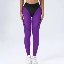 Active Pants Sexy Leggings Women Transparent Tights 2024 Mesh For Fitness Patchwork Sports Yoga Clothes Purple