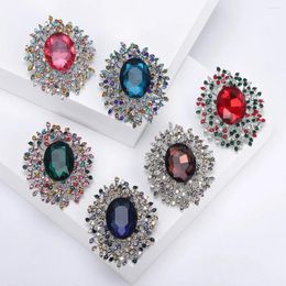 Brooches Luxury Temperament Blue Large Crystal Brooch Personalised Coat Clothes Buckle Suit Pin For Women Banquet Accessories