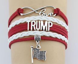 Trump 2020 Love Coppia Bracciale American Flam Charm Blangle Letter PU Workbands Wrap per gioielli da festa KJJ576485521