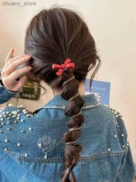 Hair Rubber Bands Spring and Summer Cute Bow Bubble Braid Braided Hair Tool Head Rope Womens 2024 New High end Feel Telephone Wire Hair Loop Y240417