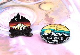 Journey Adventure Cartoon Cute Enamel pins GO WILD Mountain Brooches Denim Clothes Bag Lapel pin Fashion Jewellery Gift For Friends2082726