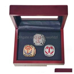 Stones 2010 2011 2023 Baseball Rangers Seager Team Champions Championship Ring With Wooden Display Box Set Souvenir Men Fan Gift Drop Del