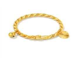 Europe and America Baby Lovely Bangles Yellow Gold Plated Bells Baby Bracelet Bangles for Babies Kids Nice Gift1346398