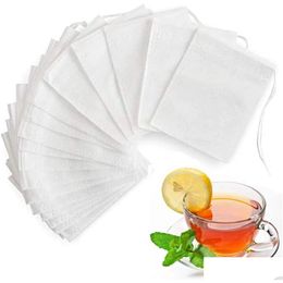 Coffee & Tea Tools 100Pcs Nonwoven Disposable Empty Bags Loose Leaf Infuser Safety And Environmental Food-Grade Drop Delivery Home Gar Dhnz6