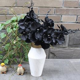 Decorative Flowers Plastic Flower Branches Artificial Plants Fake Black Dancing Orchid Wedding Decoration Home Decor Silk Butterfly Orchids