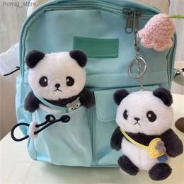 Plush Keychains Kawaii Stuffed Panda Keychains Adorable Cartoon Panda Key Chains Children Key Rings Girls Bag Decorations Y240416