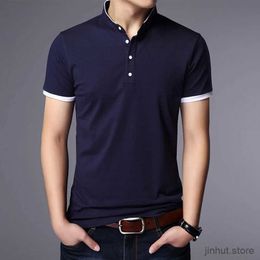 Men's T-Shirts Mens Business Casual Polo Short Sleeve T-shirt Summer Comfortable and Breathable Solid Cotton Top