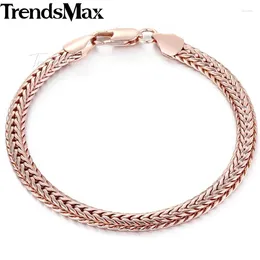 Link Bracelets Trendsmax 585 Rose Gold Colour Bracelet For Women Men Foxtail Chain Male Wristband Fashion Jewellery 6mm 8inch GB254