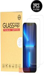 2 PACK 25D Glass Phone Screen Protector for iphone 14 13 12 11 Pro max mini XR XS 6 7 8 Plus iphone14 tempered film 2pack in box6658533