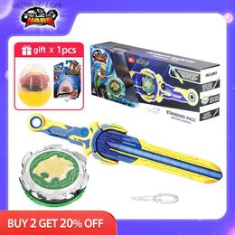 Beyblades Metal Fusion Infinity Nado 6 Standard Pack-Lightning Leopard Glowing Metal Spinning Top Gyro with Monster Icon Sword Launcher Anime Kid Toy L416