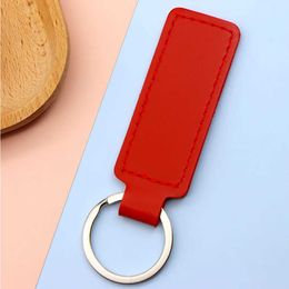 LVIV Keychains Lanyards 10Pcs Bright PU Leather Keychain Double sided Car Thread Small Gift Metal Pendant PU Key Chain Simple KeyChains Keyholde d240417