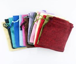 50pcs Gift Bag Vintage Style Natural Burlap Linen Jewelry Travel Storage Pouch Mini Candy Jute Packing Bags christmas gift box Y127279526