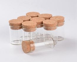10ml Small Test Tube with Cork Stopper Glass Spice Bottles Container Jars 2440mm DIY Craft Transparent Straight Glass Bottle HHA17994370