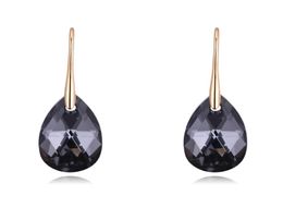 Black Crystals From rovski Drop Earrings For Women Retro Vintage Gold Colour Pendant Hanging Christmas Gifts Wholesale7043617