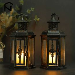 Lanterns Vintage Nordic Holder Candle Holders Candles Aesthetic Hanging Lantern Iron Black Home Decor Wedding Room Decoration 230613 s ation