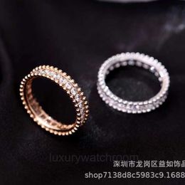 High End designer ring for vancleff V Gold Hot selling Ten Thousand Flowers Beaded Edge Diamond Couple Ring Thick Plated 18k Gold Fashion Index Finger Original 1:1 logo