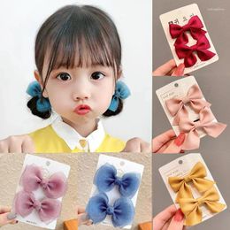 Hair Accessories 2pcs/set Cute Bow Clips For Girls Bowknot Hairclips Baby Barrette Kids Hairpin Children Kawaii