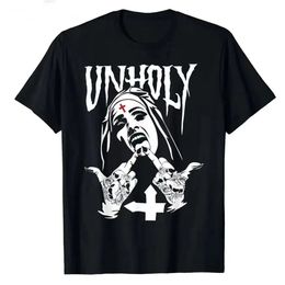 YZLDS T Shirt for Man Satanic Nun Tattoos Unholy Y2k Style Graphic Cotton T-shirt Nun Satan Vintage Luxury Summer Mens Clothing 240409