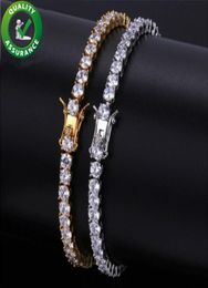 Mens Bracelets Iced Out Diamond Tennis Chain Bracelet Hip Hop Jewellery Copper Material Gold Silver Rose Colour Box Clasp CZ Bangle L4129762