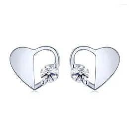 Stud Earrings S925 Silver Fashionable Cold Heart Half Hollow Diamond Set High Personality Versatile Jewellery For Women