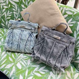 2024 French Lazy Bag Gender Free Volkswagen Denim Backpack, Unique Design Sense Backpack