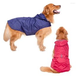 Dog Apparel Large Raincoat Super Waterproof Hooded Rain Jacket Reflective Pet Clothes Golden Retriever Labrador 3XL-6XL