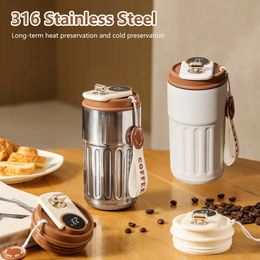 Smart Thermos Bottle Water Digital Led Temperature Coffee Mug Cup Stainless Steel Tumbler Vacuum Flask for Camping Christmas 240417