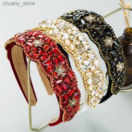 Headbands Luxury Baroque Colour Rhinestone Snowflake Headband Fashion Hair Accessories Women Trend Shiny Hairband Hair Band Girl Headwear Y240417