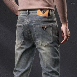 Men's Jeans Spring Autumn Men American Style Trendy Retro Slim Fit Straight Cylinder Long Pants Casual Cotton Material