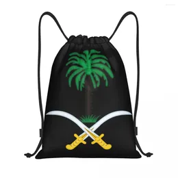 Shopping Bags Coat Of Arms Saudi Arabia Drawstring Backpack Gym Sports Sackpack Water Resistant String For Running