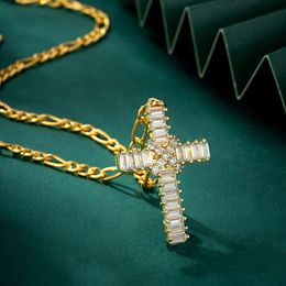 designer necklace Hip Hop Zircon Cross Necklace Small High end Instagram Style Mens Necklace Sweater Chain Trendy Accessories