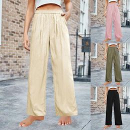 Women's Pants Summer Casual And Comfortable Loose Silk Pleated Elastic Cropped For Women Sweat