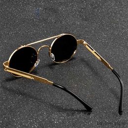 Sunglasses Round Steampunk Sunglasses Men 2023 Fashion Elastic Teaples Brand Designer Vintage Rimless Sun Glasses For Women Lentes De Sol