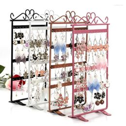 Jewelry Pouches 48 Holes 24 Pairs Metal Earrings Stud Display Stand Rack Standing Storage Organizer 4 Colors