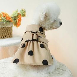 Dog Apparel Cat Clothes Cute Handsome Teddy Bichon Polka Dot Trench Coat Pet Puppy Clothing