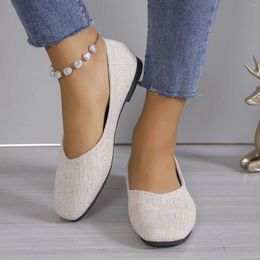 Casual Shoes Ladies Large Size Square Toe Solid Color Shallow Mouth Flat Bottom White Female Footwear Women's Comfortable