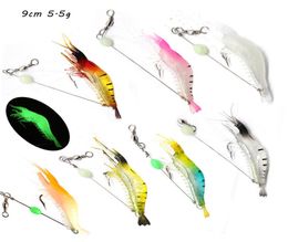 7 Colors Mixed 9cm 55g Luminous Shrimp Silicone Soft Baits Lures Single Hook Fishing Hooks Fishhooks Pesca Tackle KL554943472