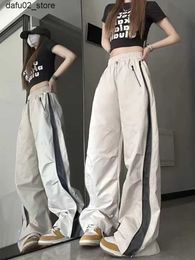 Men's Pants 2024 New Womens Casual Bag Pants Harajuku Extra Large Cargo Pants Y2K Korean Fashion Hip Hop Wide Leg Zipper Trousers Sports Pants Q240417