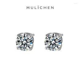 Stud Earrings S925 Sterling Silver For Women 3-8mm Four Claw Zircon 2024 Classic Couple Jewelry