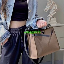 Trusted Luxury Totes Ky Cloth Handbag Vintage Bag Canvas Stitched Leather Large Capacity Handbag Leather Texture Contrast Colour Single have logo HBDT9G