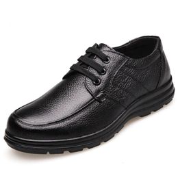 High Quality Genuine Leather Shoes Men Flats Fashion Mens Casual Brand Man Soft Comfortable Lace up Black ZH740 240407